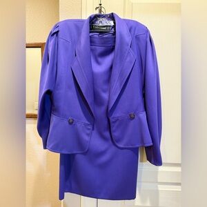 Louis Feraud Vibrant Purple Blazer and Dress Ensemble US10 Made in Germany 🇩🇪